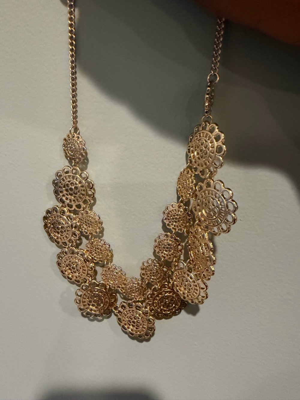 Gold Floral Statement Bib Necklace - Women Jewelry